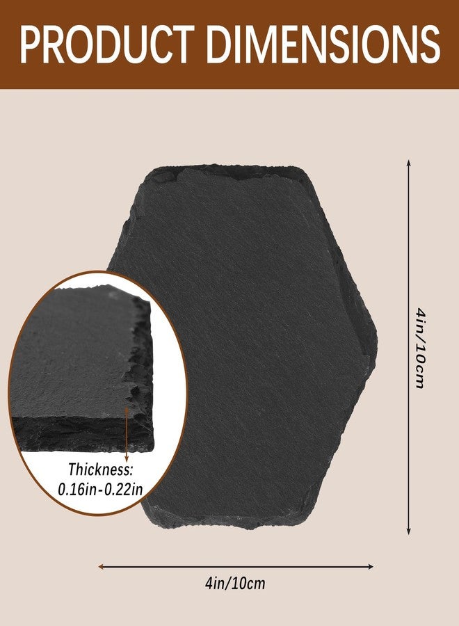 DASSNANE 24PCS Slate Rock Coasters Black Bulk Blank Laser Engraved Hand Painted Beverage Coasters, Non-Slip Bottom Mat, Home Office Kitchen Gift Wedding Bar Party - Image 2